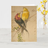 ヴィンテージ鳥台帳紙母の日 カード (黄色い花)