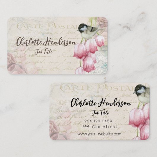 ヴィンテージ鳥名刺 名刺 (正面/裏面)