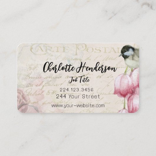 ヴィンテージ鳥名刺 名刺 (裏面)