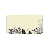 ヴィンテージ鳥手描き花住所 シール (正面)