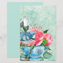 ヴィンテージ鳥水色デカップスクラップブック紙