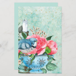 ヴィンテージ鳥水色デカップスクラップブック紙