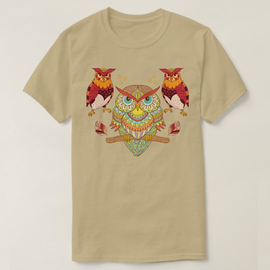 ヴィンテージ鳥獣ギフトフクロウ Tシャツ (デザイン正面)