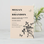 ヴィンテージ鳥結婚枝 招待状 (スタンド正面)