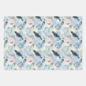 ヴィンテージ鳥誕生日クラシック美動物 ラッピングペーパーシート (正面)