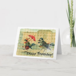 ヴィンテージ鳥誕生日 カード