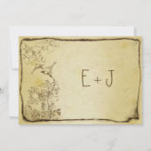 ヴィンテージ鳥金ゴールドメタリックパーチ結婚メント 招待状 (裏面)