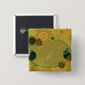 ヴィンテージ鳥類とフローラデザイン 缶バッジ (正面&裏面)