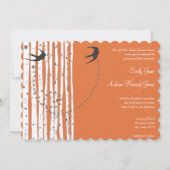 ヴィンテージ鳥類サンゴバラ樺の木ツリーウェディング招待 招待状 (正面)