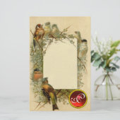 ヴィンテージ鳥類宝石モノグラム 便箋 (スタンド正面)