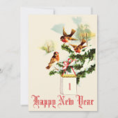 ヴィンテージ鳥風景新年 シーズンカード (正面)