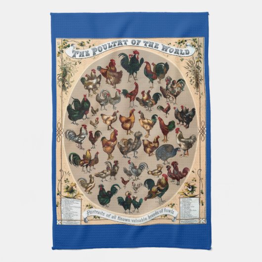 ヴィンテージ鳥鳥類の鳥類の鳥類図 キッチンタオル (縦)