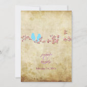 ヴィンテージ鳥/カラフルピンクさくらんぼ/桜の花 招待状 (正面)