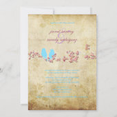 ヴィンテージ鳥/カラフルピンクさくらんぼ/桜の花 招待状 (裏面)