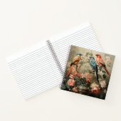 ヴィンテージ鳥、ビクトリアン鳥かご、桃花模様 ノートブック (内部)