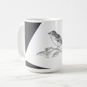 ヴィンテージ鳥（白黒） コーヒーマグカップ (正面左)