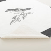 ヴィンテージ鳥（白黒） シェルパブランケット (3/4)