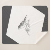 ヴィンテージ鳥（白黒） シェルパブランケット (正面(横))