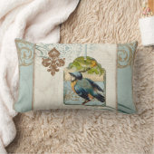 ヴィンテージ鳥（紋章の）フラ・ダ・リソンバードスワールコラージュ ランバークッション (ブランケット)