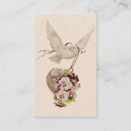 ヴィンテージ鳩と花かご 名刺