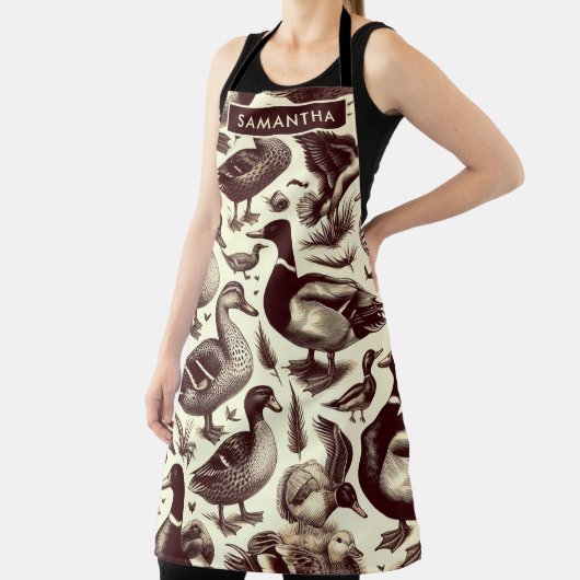 ヴィンテージ鴨とガチョウ柄 エプロン (インサイチュ)