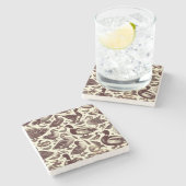 ヴィンテージ鴨とガチョウ柄 ストーンコースター (横)