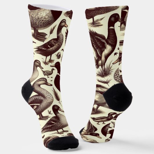 ヴィンテージ鴨とガチョウ柄 ソックス (傾斜あり)