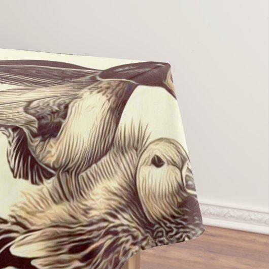 ヴィンテージ鴨とガチョウ柄 テーブルクロス