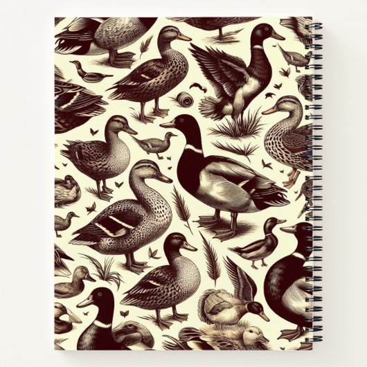 ヴィンテージ鴨とガチョウ柄 ノートブック (裏面)