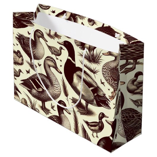 ヴィンテージ鴨とガチョウ柄 ラージペーパーバッグ (裏面アングル)