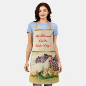 ヴィンテージ鶏とニワトリ復活祭 エプロン (着用した状態)