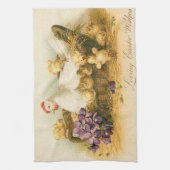 ヴィンテージ鶏とニワトリ復活祭 キッチンタオル (縦)