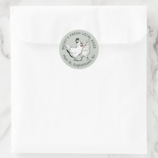 ヴィンテージ鶏と卵の緑の卵カートン ラウンドシール (バッグ)