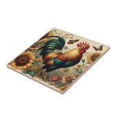 ヴィンテージ鶏のエステティックとワイルドフラワー タイル (側面)