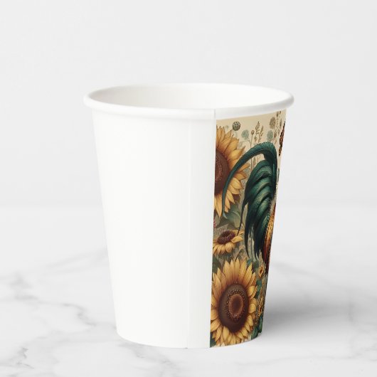 ヴィンテージ鶏のエステティックとワイルドフラワー 紙コップ (右)