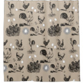 ヴィンテージ鶏の卵のパターン シャワーカーテン (正面)