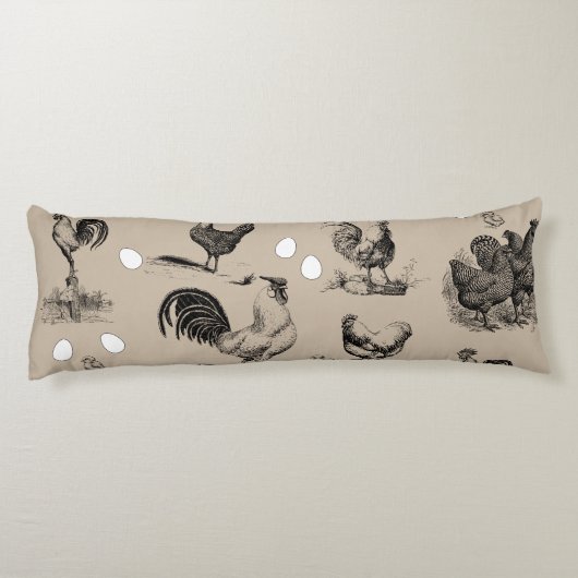 ヴィンテージ鶏の卵のパターン ボディピロー (裏面)