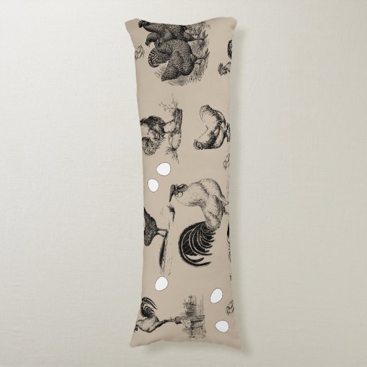 ヴィンテージ鶏の卵のパターン ボディピロー (正面縦)