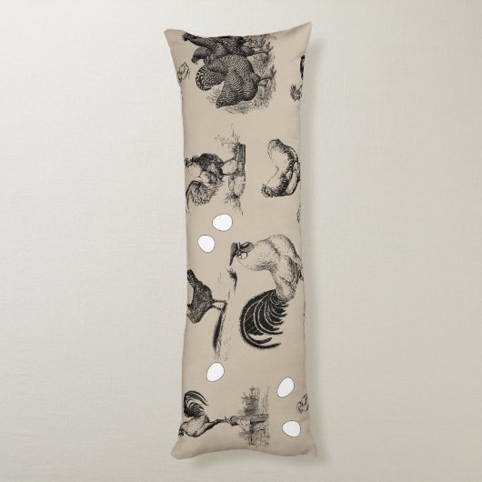 ヴィンテージ鶏の卵のパターン ボディピロー (裏面 (縦))