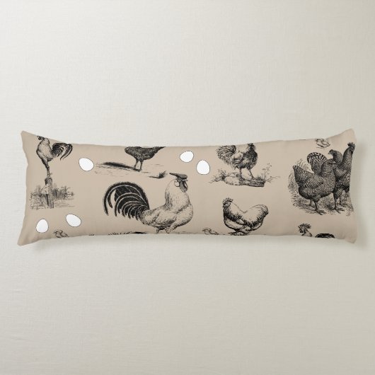 ヴィンテージ鶏の卵のパターン ボディピロー (正面)