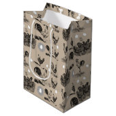 ヴィンテージ鶏の卵のパターン ミディアムペーパーバッグ (正面アングル)