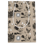 ヴィンテージ鶏の卵のパターン ミディアムペーパーバッグ (正面)