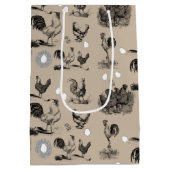 ヴィンテージ鶏の卵のパターン ミディアムペーパーバッグ (裏面)