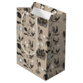 ヴィンテージ鶏の卵のパターン ミディアムペーパーバッグ (裏面アングル)