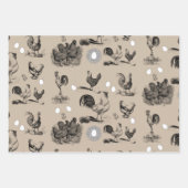 ヴィンテージ鶏の卵のパターン ラッピングペーパーシート (正面2)