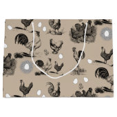 ヴィンテージ鶏の卵のパターン ラージペーパーバッグ (正面)