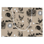 ヴィンテージ鶏の卵のパターン ラージペーパーバッグ (裏面)