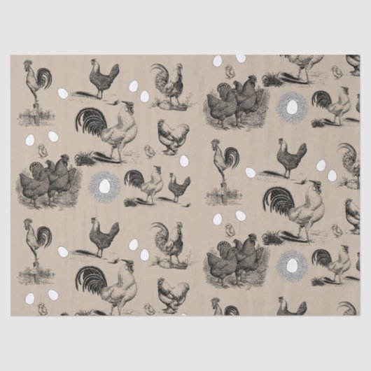 ヴィンテージ鶏の卵のパターン 薄葉紙 (正面)