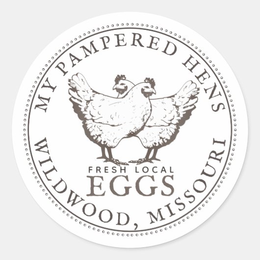 ヴィンテージ鶏の生地産卵ラベル ラウンドシール (正面)