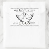 ヴィンテージ鶏の生地産卵ラベル 長方形シール (バッグ)